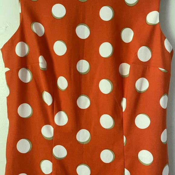 ALYX Dress Orange & White w Polka Dots Zip Back Sleeveless Retro Women's Size 10 - Picture 9 of 9